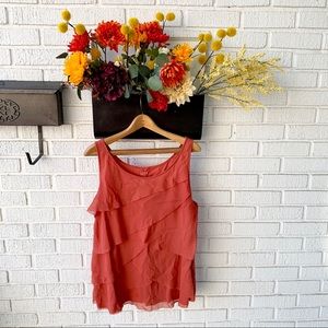 LOFT Red Tank Top w/ Draped Design On Front Size XL